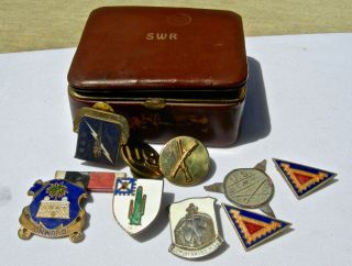 Old Box,  10 Ea Us Military Enamel Pins Badges,  22nd Infantry Ft Huachuca Arizona