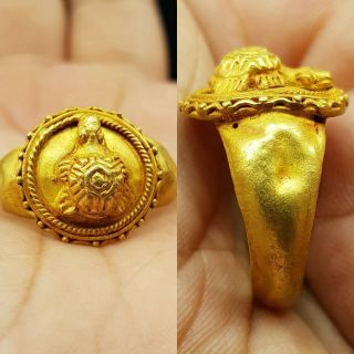 Ancient Lovely 22k Karat Gold Roman Turtle Gold Ring 68