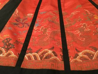 Important Chinese Qing Dynasty Imperial Phoenix Dragon Embroidered Silk Skirt. 10