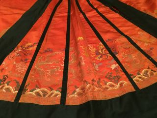 Important Chinese Qing Dynasty Imperial Phoenix Dragon Embroidered Silk Skirt. 6