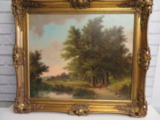 Vintage Old Painting Oil Landscape Signed Stephan De Haan