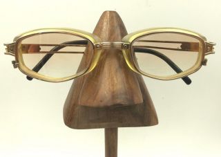 Vintage Jean Paul Gaultier 58 - 7208 Gold Metal Translucent Rectangle Sunglasses