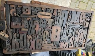Vintage Letterpress Wood Type Alphabet Numbers Blocks Collectable Antique Mixed
