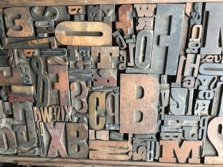 Vintage letterpress wood type Alphabet Numbers Blocks Collectable Antique Mixed 3