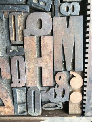 Vintage letterpress wood type Alphabet Numbers Blocks Collectable Antique Mixed 7