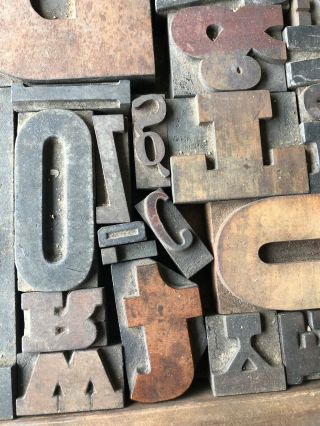 Vintage letterpress wood type Alphabet Numbers Blocks Collectable Antique Mixed 8