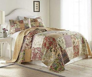 Delaney 2piece Floral Patchwork Vintage Washed 100 Cotton Quilt Set Twin Queen