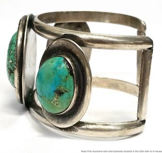 Vintage Huge Turquoise Silver Native American Southwestern Mens Cuff Bracelet 3