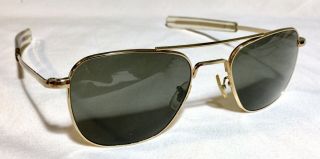 Vintage American Optical Ao Gold Frame Aviator Pilot Sunglasses Rare Stamp Flip