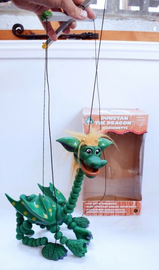 Lovely Dunstan The Dragon Marionette Toy With Box - 2002.  String Puppet