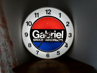 33 Inch Huge Lighted Clock Gabriel Shock Absorbers - Vintage From Closed Garage