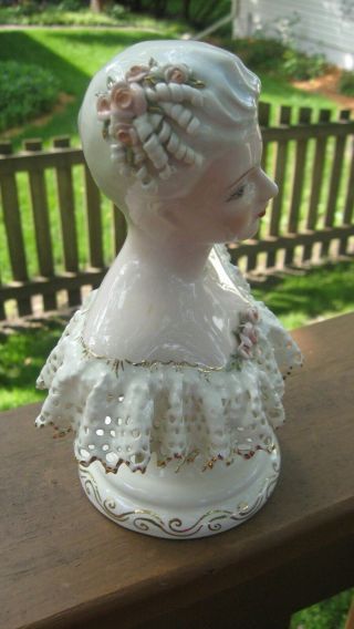 Rare Vintage Florence Ceramics Art Pottery La Petite Lady Bust 8.  25  Figurine 2