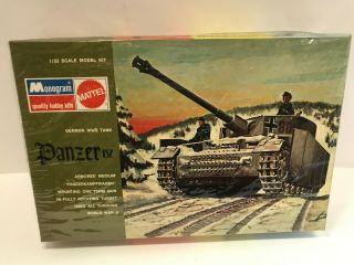 Vintage Mattel Monogram Panzer Iv 1/32 Scale Model Kit German Wwii Tank