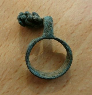 Ancient Roman Bronze Key Ring 200 - 300 Ad Detector Find