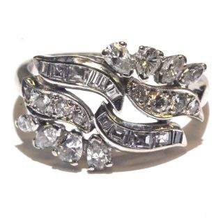 14k White Gold 1.  44ct Round Vs G Diamond Cluster Ring 4.  7g Estate Vintage Womens