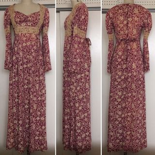 Vintage 70s " This Is Yours " San Francisco Union Made Bohemian Prairie Maxi Dress