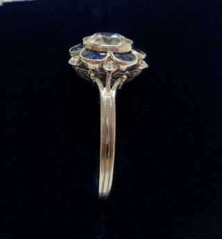 Antique Art Deco 1.  17ct Diamond and Sapphire Ring Platinum - WOW - Size M 1/2 4