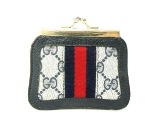 Authentic Gucci Wallet Coin Case Purse Gg Canvas Old Vintage Pvc Leather