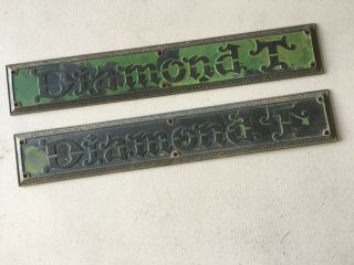 Vintage Brass Diamond T Truck Hood Badge Emblems