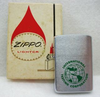Vintage 1950/1957 Windproof Zippo Lighter International Testing Corporation Cool