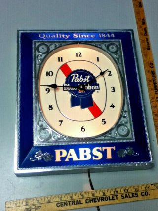 Pabst blue ribbon beer sign vintage light box wall clock a/c lighted bar display 2