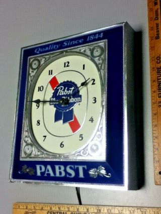 Pabst blue ribbon beer sign vintage light box wall clock a/c lighted bar display 5