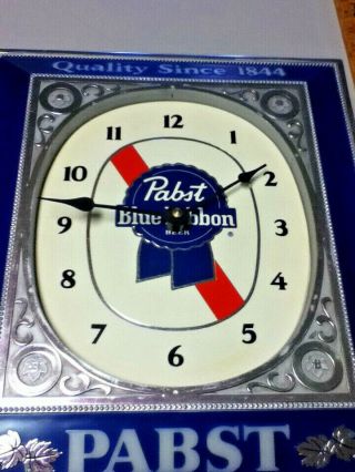 Pabst blue ribbon beer sign vintage light box wall clock a/c lighted bar display 6