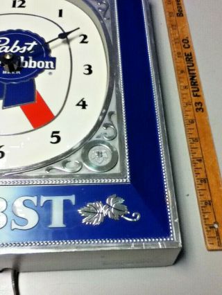 Pabst blue ribbon beer sign vintage light box wall clock a/c lighted bar display 7