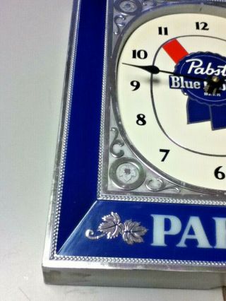 Pabst blue ribbon beer sign vintage light box wall clock a/c lighted bar display 8
