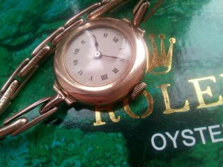 Very Rare 1917 Solid Gold Ladies Rolex Watch In And Boxed