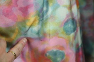 Vintage 60s 70s Gown Dress Pastel Floral Long Sheer Shawl Evening L XL Babs 4