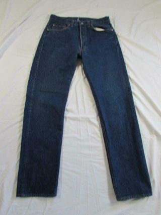 Vtg 80s Usa Made Levi 501 Button Fly Dark Denim Jeans Tag 34x36 Measure 32x33