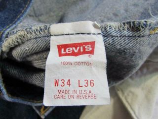 Vtg 80s USA Made Levi 501 Button Fly DARK Denim Jeans Tag 34x36 Measure 32x33 4