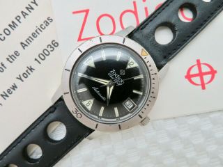 Mens Vintage Zodiac Sea Wolf Automatic Diving Wristwatch W/hack & Date Serviced