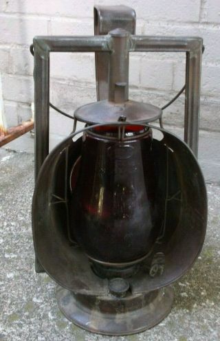 Vintage Lantern Dietz Acme Inspector Lamp Red Embossed Globe