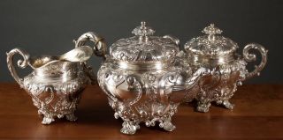 4454 Grams Gorgeous Heavy Sterling Silver.  915 Tea Coffee Set Portugal Repousse