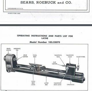 Head Stock Assembly for Vintage Craftsman Wood Lathe 103.  23070 (103 - 23070) 8