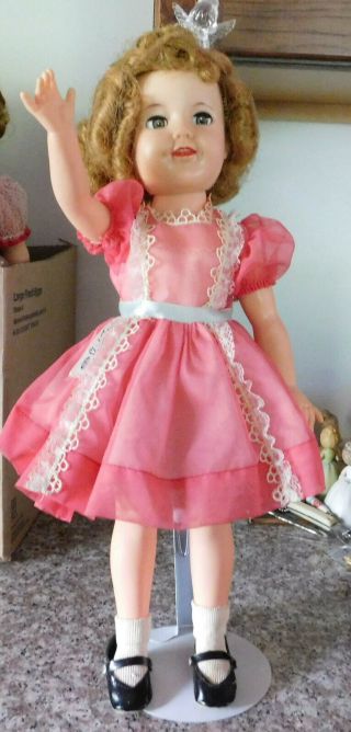 Vintage 17 " Ideal Vinyl Shirley Temple Flirty Eyes With Labeled Dress