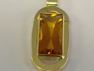Vintage Solid 18 K Gold Citrine / (imperial Topaz) Pendant