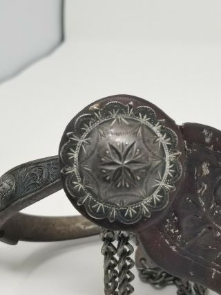 Vintage Sterling Silver Visalia Stock Saddle Co.  Single Spur with concho 10
