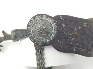 Vintage Sterling Silver Visalia Stock Saddle Co.  Single Spur With Concho
