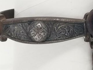 Vintage Sterling Silver Visalia Stock Saddle Co.  Single Spur with concho 3