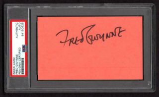 Very Rare Fred Gwynne Herman Munster Authentic Autograph Index Card Psa Dna