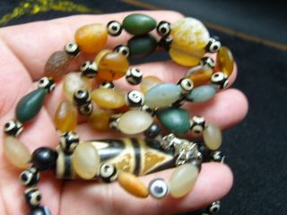 Fine Chinese Tibetan Buddhist eye AGATE Necklace - See Video 7