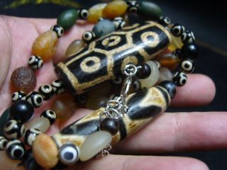 Fine Chinese Tibetan Buddhist eye AGATE Necklace - See Video 8