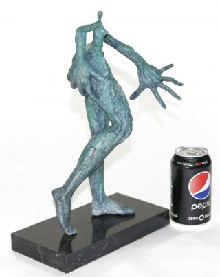 Salvador Dali Vintage Real Bronze Metal Female Modern Surreal Sculpture Art