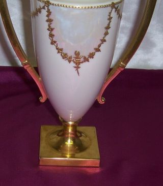 Vintage Willets American Belleek Porcelain Trophy Vase Or Urn Gold Encrusted 4