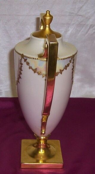 Vintage Willets American Belleek Porcelain Trophy Vase Or Urn Gold Encrusted 5