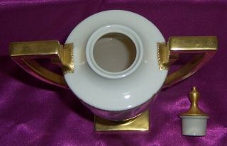 Vintage Willets American Belleek Porcelain Trophy Vase Or Urn Gold Encrusted 7
