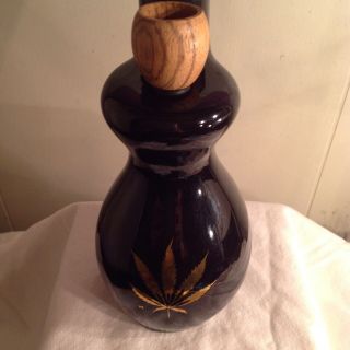 Vtg Ceramic Tobacco Hookah Bong Pipe Nikki Glass Black And Gold